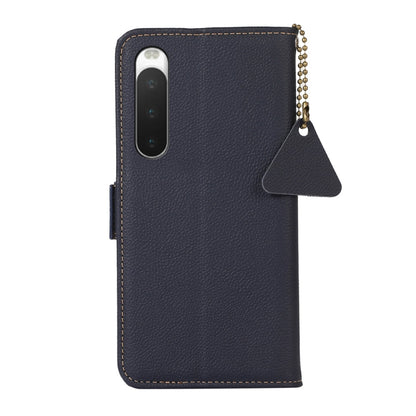For Sony Xperia 10 IV Side-Magnetic TJ Genuine Leather RFID Phone Case(Blue) by buy2fix
