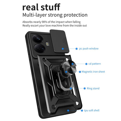 For Realme 10 Pro+ 5G Sliding Camera Cover Design Phone Case(Gold) - Realme Cases by buy2fix | Online Shopping UK | buy2fix