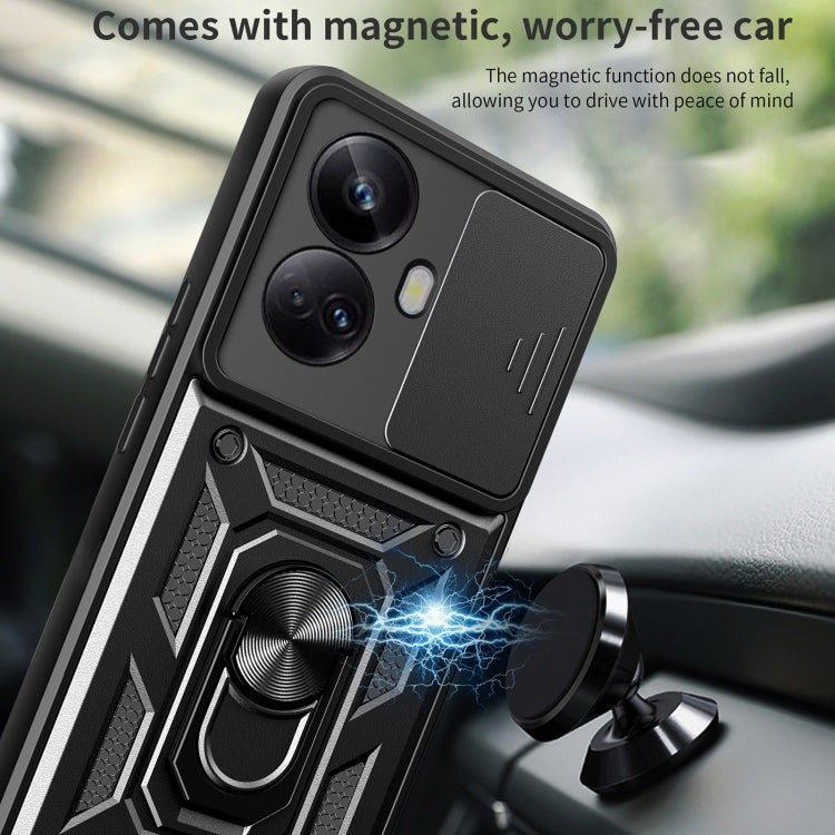 For Realme 10 Pro+ 5G Sliding Camera Cover Design Phone Case(Gold) - Realme Cases by buy2fix | Online Shopping UK | buy2fix