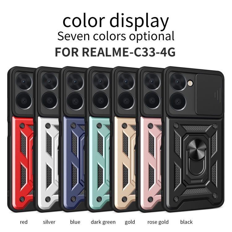 For Realme C33 4G Sliding Camera Cover Design Phone Case(Blue) - Realme Cases by buy2fix | Online Shopping UK | buy2fix