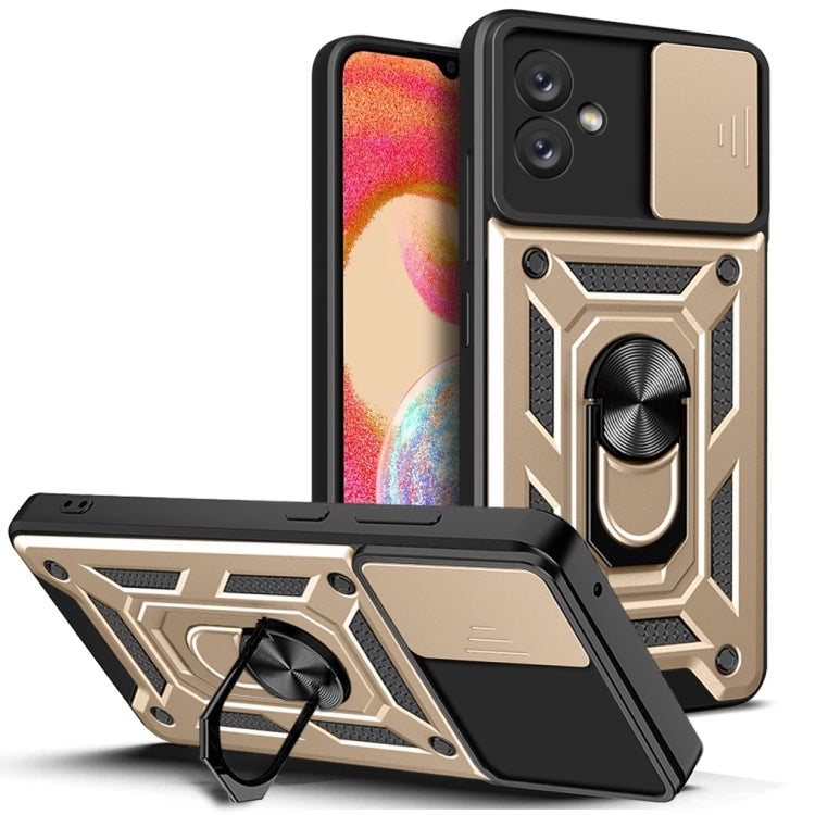 For Samsung Galaxy A04e Sliding Camera Cover Design Phone Case(Gold) by buy2fix