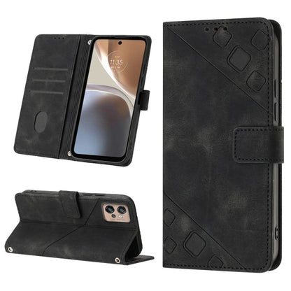 For Motorola Moto G32 Skin-feel Embossed Leather Phone Case(Black) - Motorola Cases by buy2fix | Online Shopping UK | buy2fix