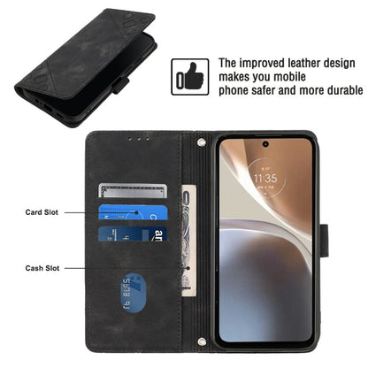 For Motorola Moto G32 Skin-feel Embossed Leather Phone Case(Black) - Motorola Cases by buy2fix | Online Shopping UK | buy2fix