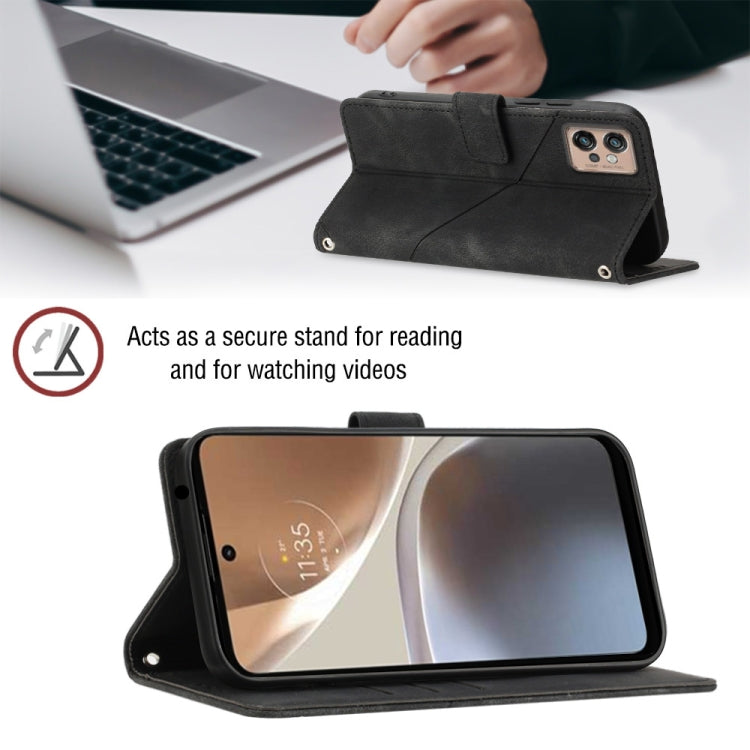 For Motorola Moto G32 Skin-feel Embossed Leather Phone Case(Black) - Motorola Cases by buy2fix | Online Shopping UK | buy2fix