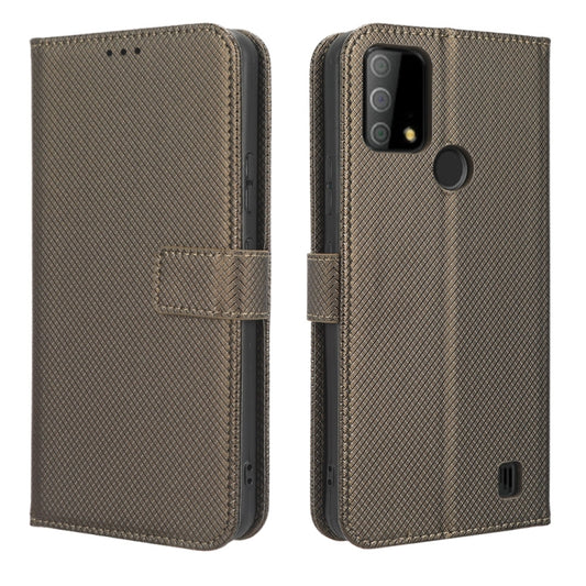 For Vodafone Smart V22 Diamond Texture Leather Phone Case(Brown) - More Brand by buy2fix | Online Shopping UK | buy2fix