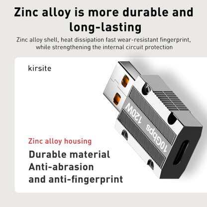 120W Type-C Female to USB 3.0 Male Zinc Alloy Straight Adapter(Silver) by buy2fix