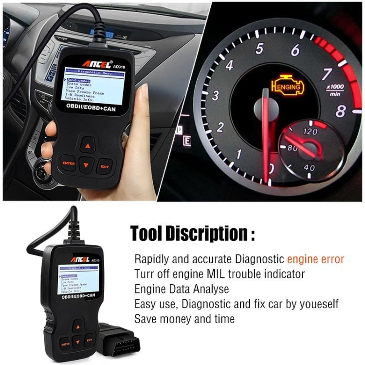 Ancel AD310 CAN OBD2 Car Engine Fault Diagnosis Tool - Code Readers & Scan Tools by buy2fix | Online Shopping UK | buy2fix