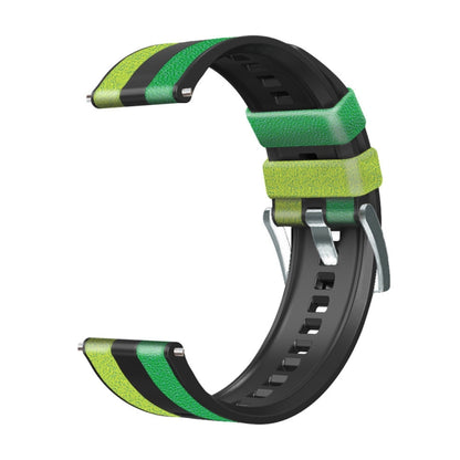 22mm Universal Three-color Silicone Leather Watch Band(Green Black) - 22mm Bands by buy2fix | Online Shopping UK | buy2fix