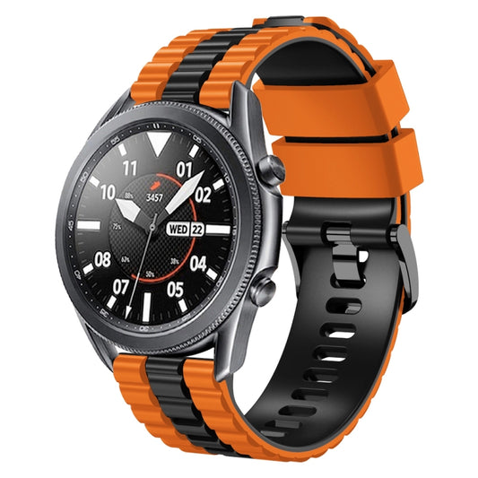 22mm Universal Ocean Style Silicone Two Color Watch Band(Orange Black) - 22mm Bands by buy2fix | Online Shopping UK | buy2fix