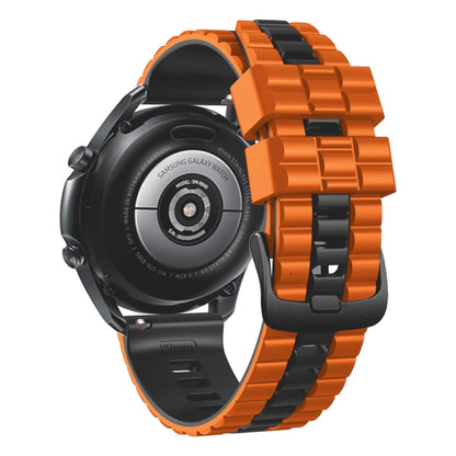 22mm Universal Ocean Style Silicone Two Color Watch Band(Orange Black) - 22mm Bands by buy2fix | Online Shopping UK | buy2fix