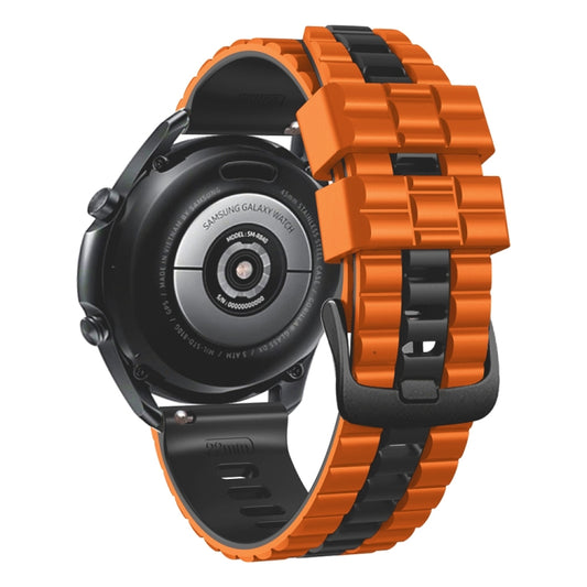 22mm Universal Ocean Style Silicone Two Color Watch Band(Orange Black) - 22mm Bands by buy2fix | Online Shopping UK | buy2fix