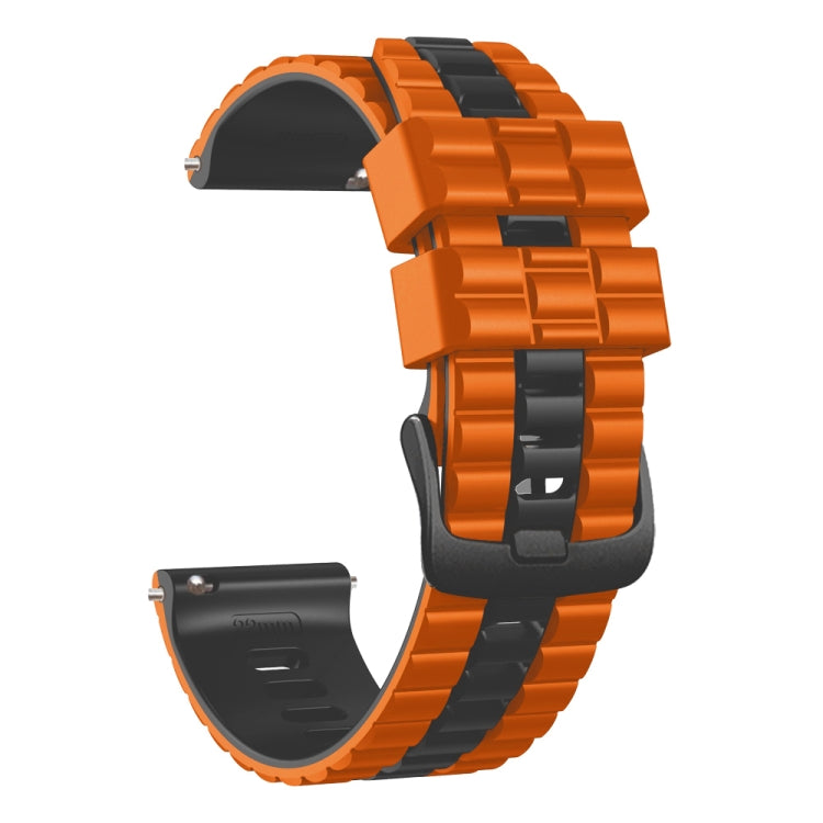 22mm Universal Ocean Style Silicone Two Color Watch Band(Orange Black) - 22mm Bands by buy2fix | Online Shopping UK | buy2fix