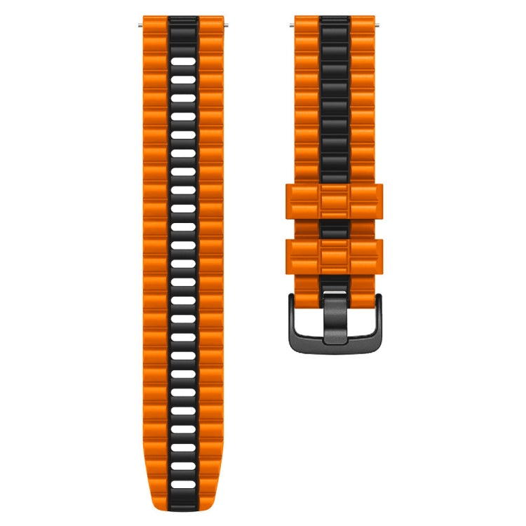 22mm Universal Ocean Style Silicone Two Color Watch Band(Orange Black) - 22mm Bands by buy2fix | Online Shopping UK | buy2fix