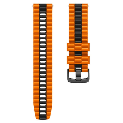 22mm Universal Ocean Style Silicone Two Color Watch Band(Orange Black) - 22mm Bands by buy2fix | Online Shopping UK | buy2fix