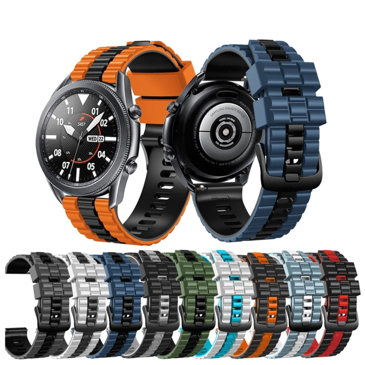 22mm Universal Ocean Style Silicone Two Color Watch Band(Orange Black) - 22mm Bands by buy2fix | Online Shopping UK | buy2fix