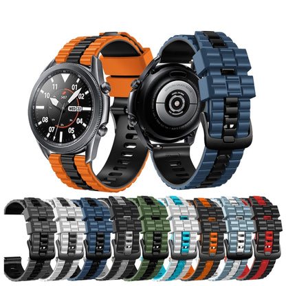 22mm Universal Ocean Style Silicone Two Color Watch Band(Orange Black) - 22mm Bands by buy2fix | Online Shopping UK | buy2fix