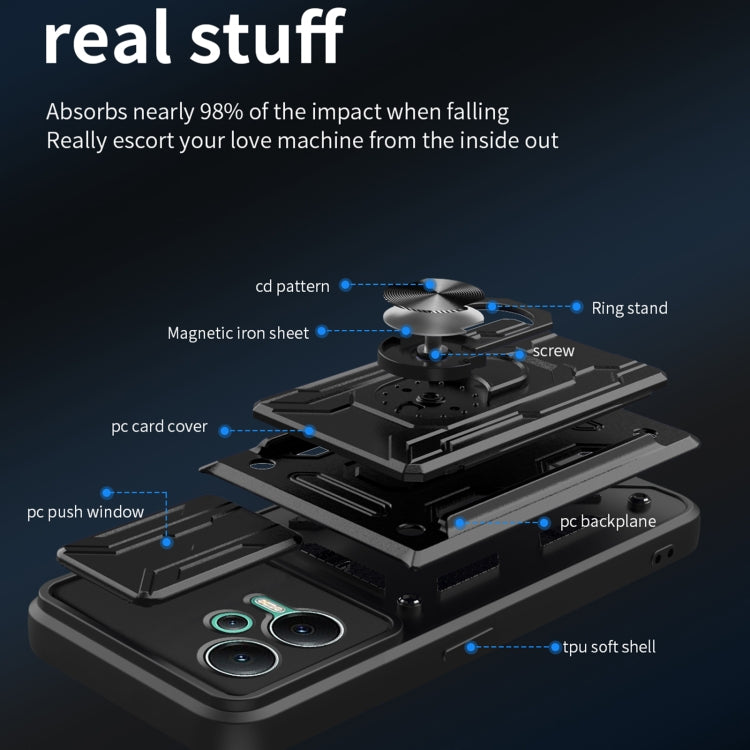 For Xiaomi Redmi Note 12 5G Sliding Camshield Card Phone Case(Black) by buy2fix