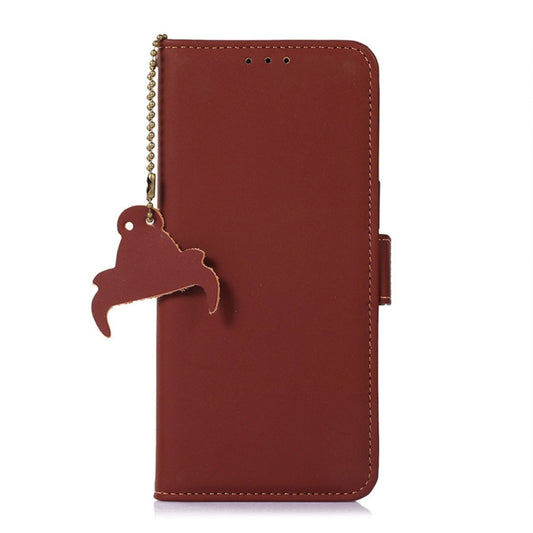 For OnePlus Ace 2 5G / 11R 5G Genuine Leather Magnetic RFID Leather Phone Case(Coffee) - OnePlus Cases by buy2fix | Online Shopping UK | buy2fix