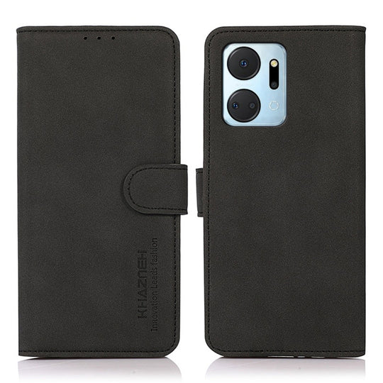 Pour Honor X7a 4G Khazneh Étui de téléphone en cuir à texture mate (Noir)