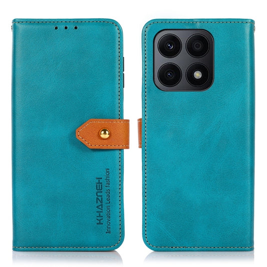For Honor X8a 4G KHAZNEH Dual-color Cowhide Texture Flip Leather Phone Case(Blue) - Honor Cases by buy2fix | Online Shopping UK | buy2fix