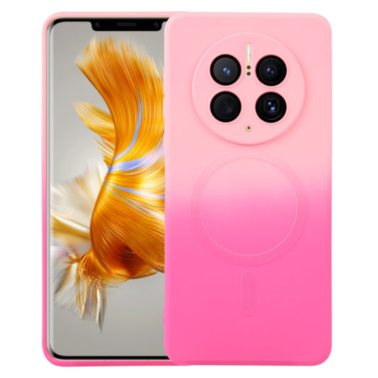 For Huawei Mate 50 Pro Liquid TPU Silicone Gradient MagSafe Phone Case(Pink Red) - Huawei Cases by buy2fix | Online Shopping UK | buy2fix