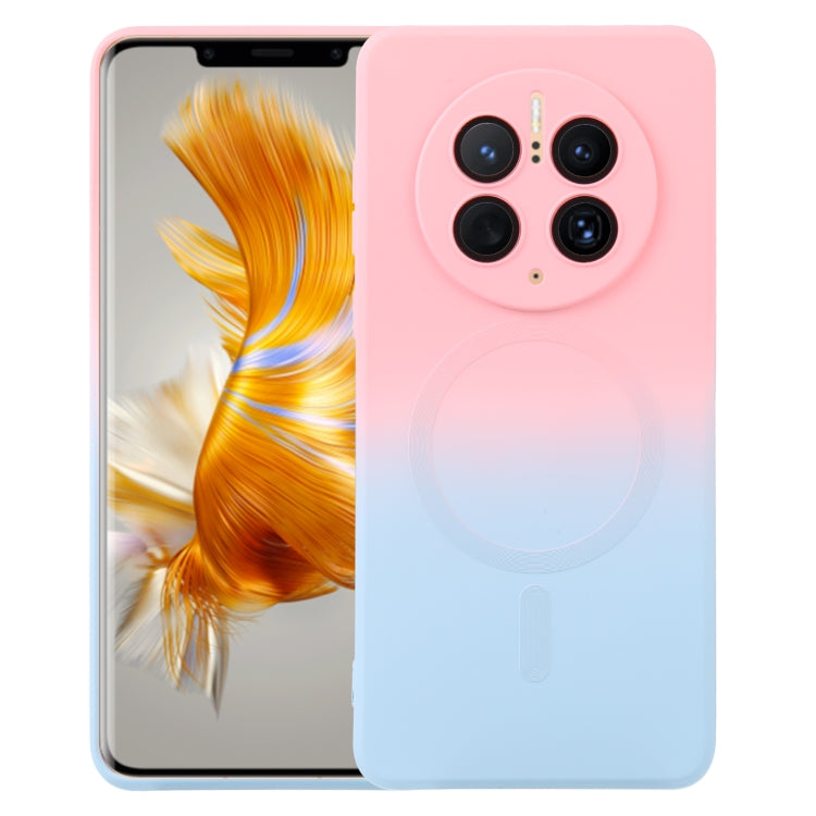 For Huawei Mate 50 Pro Liquid TPU Silicone Gradient MagSafe Phone Case(Pink Blue) - Huawei Cases by buy2fix | Online Shopping UK | buy2fix