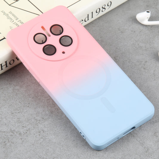 For Huawei Mate 50 Pro Liquid TPU Silicone Gradient MagSafe Phone Case(Pink Blue) - Huawei Cases by buy2fix | Online Shopping UK | buy2fix