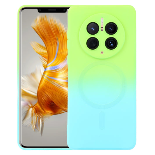 For Huawei Mate 50 Pro Liquid TPU Silicone Gradient MagSafe Phone Case(Cyan Blue) - Huawei Cases by buy2fix | Online Shopping UK | buy2fix