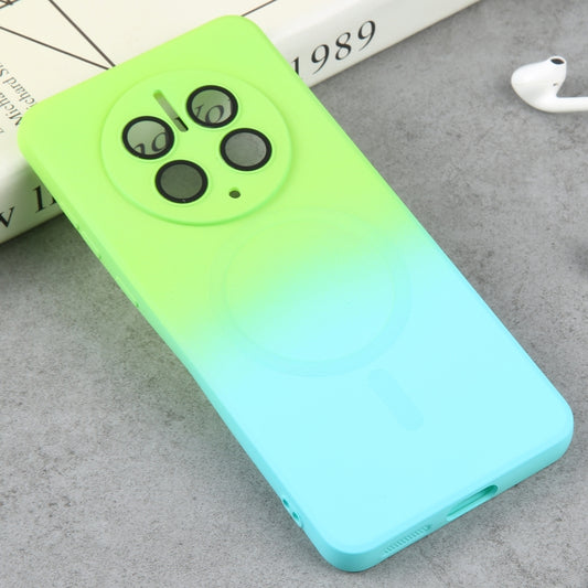 For Huawei Mate 50 Pro Liquid TPU Silicone Gradient MagSafe Phone Case(Cyan Blue) - Huawei Cases by buy2fix | Online Shopping UK | buy2fix