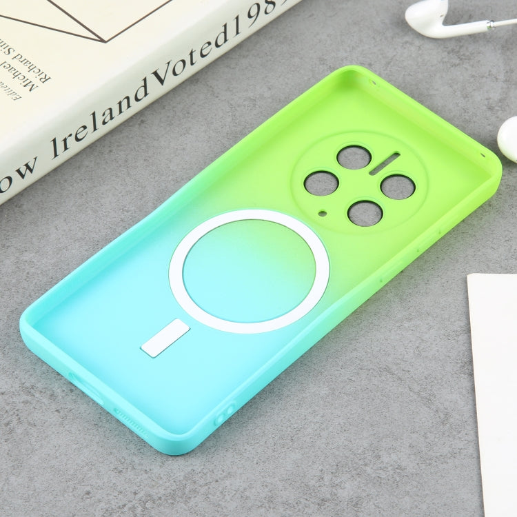 For Huawei Mate 50 Pro Liquid TPU Silicone Gradient MagSafe Phone Case(Cyan Blue) - Huawei Cases by buy2fix | Online Shopping UK | buy2fix