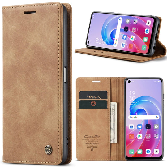 CaseMe 013 Multifunctional Horizontal Flip Leather Phone Case For OPPO A96 4G / A36 4G／A76 4G／K10 4G ／Realme 9i 4G (Brown)