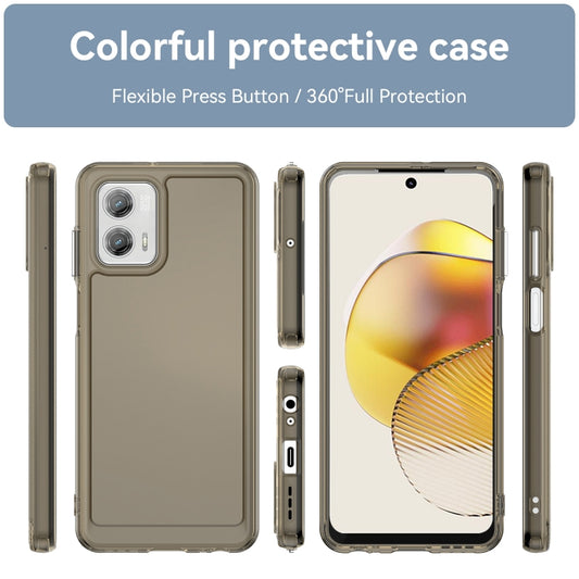For Motorola Moto G73 Candy Series TPU Phone Case(Transparent Grey) - Motorola Cases by buy2fix | Online Shopping UK | buy2fix