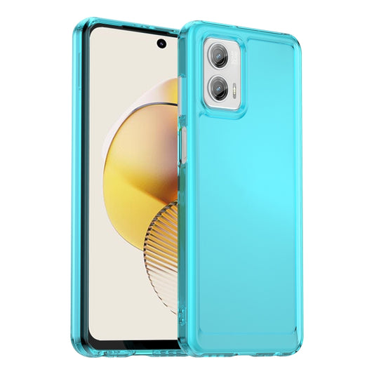 For Motorola Moto G73 Candy Series TPU Phone Case(Transparent Blue) - Motorola Cases by buy2fix | Online Shopping UK | buy2fix