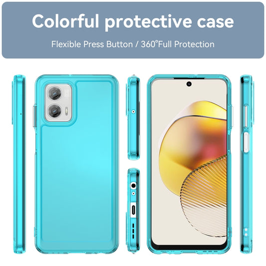 For Motorola Moto G73 Candy Series TPU Phone Case(Transparent Blue) - Motorola Cases by buy2fix | Online Shopping UK | buy2fix