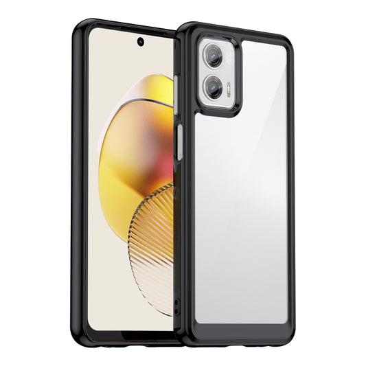 For Motorola Moto G73 Colorful Series Acrylic + TPU Phone Case(Black) - Motorola Cases by buy2fix | Online Shopping UK | buy2fix