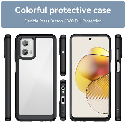 For Motorola Moto G73 Colorful Series Acrylic + TPU Phone Case(Black) - Motorola Cases by buy2fix | Online Shopping UK | buy2fix