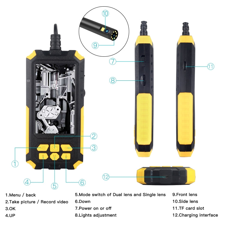 P50 4.5 inch Dual Camera with Screen Endoscope, Length:10m Hard Line(8mm) -  by buy2fix | Online Shopping UK | buy2fix