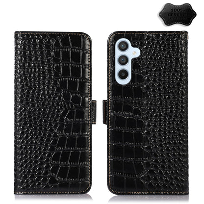 For Samsung Galaxy A24 4G Crocodile Top Layer Cowhide Leather Phone Case(Black) by buy2fix