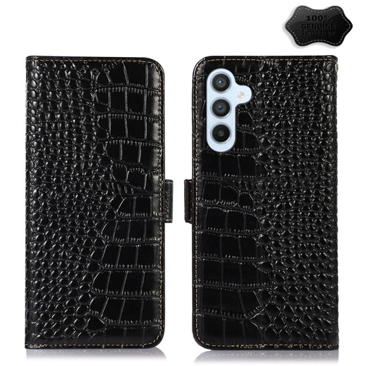 For Samsung Galaxy A24 4G Crocodile Top Layer Cowhide Leather Phone Case(Black) by buy2fix