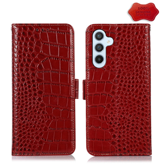 For Samsung Galaxy A24 4G Crocodile Top Layer Cowhide Leather Phone Case(Red) by buy2fix