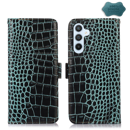For Samsung Galaxy A24 4G Crocodile Top Layer Cowhide Leather Phone Case(Green) by buy2fix