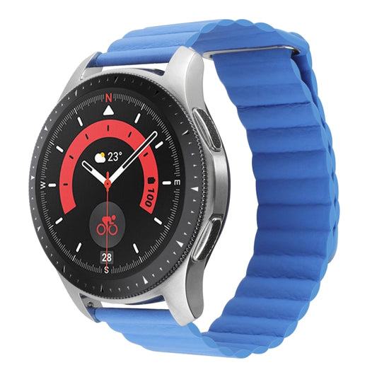 For Garmin Forerunner 255S / Venu 2S 18mm Universal Magnetic Loop Leather Watch Band(Cape Cod Blue) - Watch Bands by buy2fix | Online Shopping UK | buy2fix