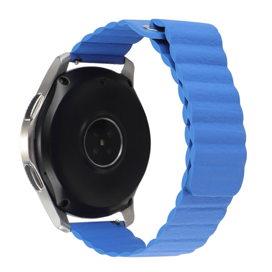 For Garmin Forerunner 255S / Venu 2S 18mm Universal Magnetic Loop Leather Watch Band(Cape Cod Blue) - Watch Bands by buy2fix | Online Shopping UK | buy2fix