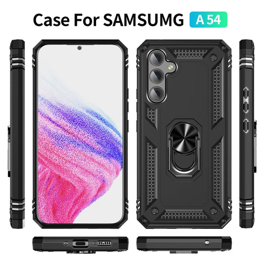 For Samsung Galaxy A54 Shockproof TPU + PC Phone Case with Holder(Black) by buy2fix