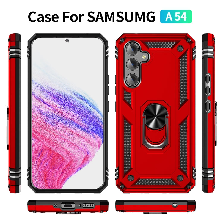 For Samsung Galaxy A54 Shockproof TPU + PC Phone Case with Holder(Red) by buy2fix