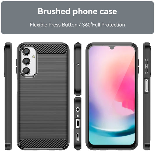 For Samsung Galaxy A24 4G Brushed Texture Carbon Fiber TPU Phone Case(Black) by buy2fix