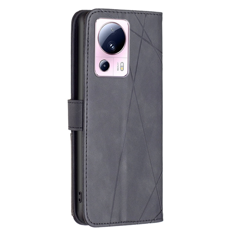 For Xiaomi 13 Lite / Civi 2 Magnetic Buckle Rhombus Texture Leather Phone Case(Black) - Xiaomi Cases by buy2fix | Online Shopping UK | buy2fix