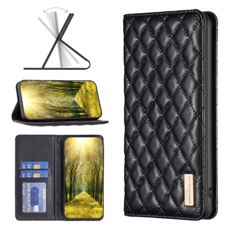 For Xiaomi 13 Lite / Civi 2 Diamond Lattice Magnetic Leather Flip Phone Case(Black) - Xiaomi Cases by buy2fix | Online Shopping UK | buy2fix