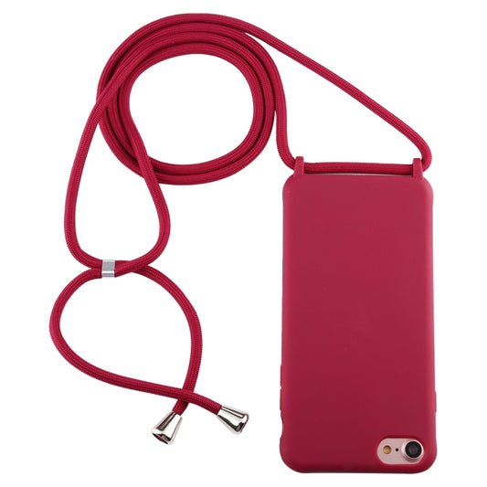 For iPhone 8 / 7 Candy Color TPU Protective Case with Lanyard(Red) - More iPhone Cases by buy2fix | Online Shopping UK | buy2fix
