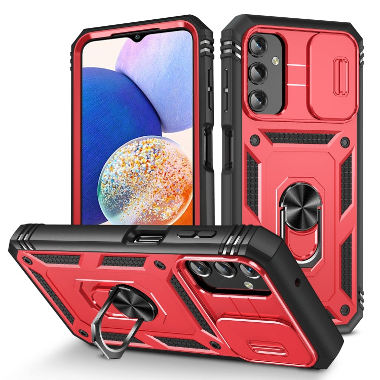 For Samsung Galaxy A14 5G Sliding Camshield TPU + PC Phone Case(Red+Black) by buy2fix